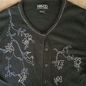 NY&Co Beaded Cardigan Black Small New York Company